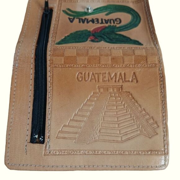 Guatemala Tourist Wallet Leather Embossed Hand Painted Crafts Mexico Unisex - Picture 4 of 14